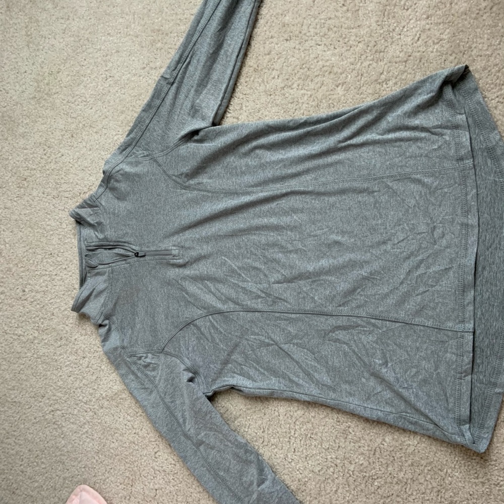 Gray Long Sleeve Top with Zipper (S)